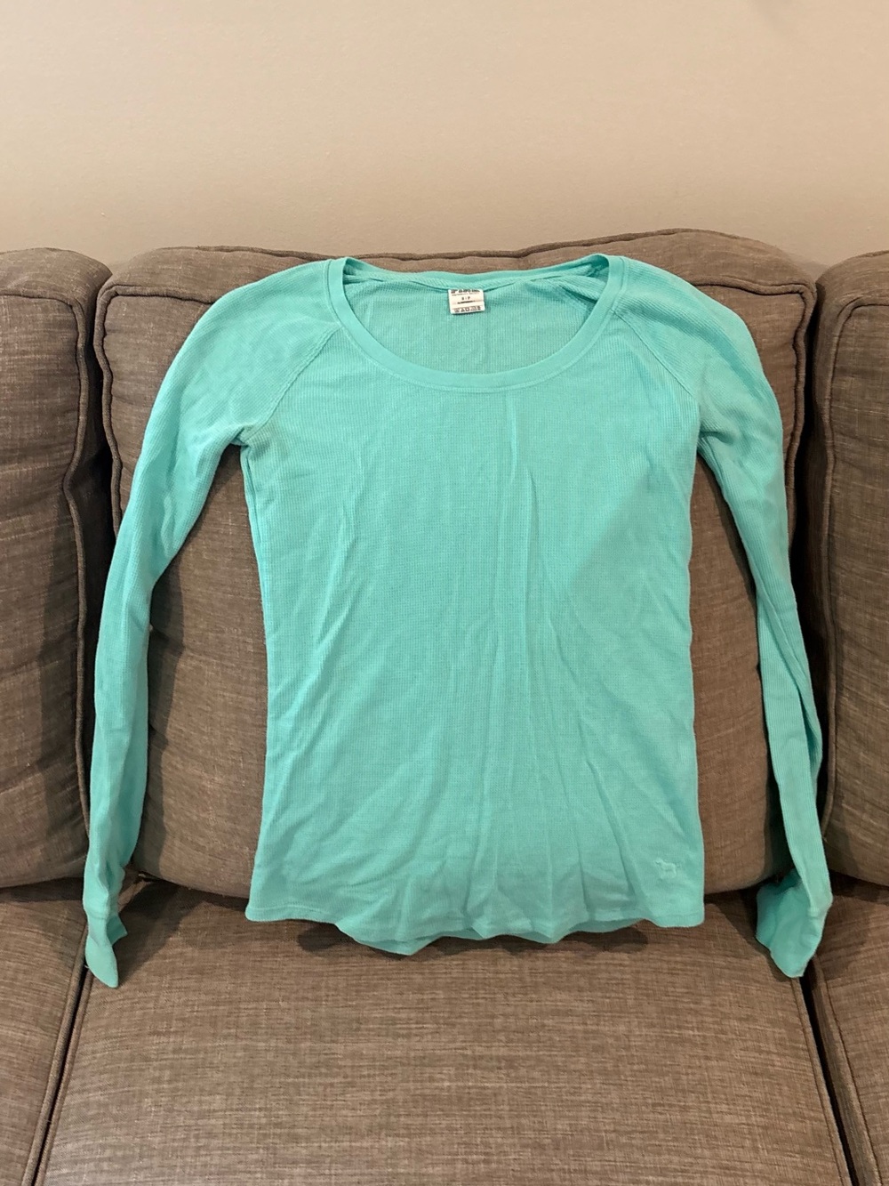 Women’s Long Sleeve Scoop Neck Top - Aqua